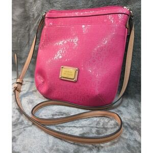 GUESS Los Angeles 1981 Pink Logo Crossbody Bag Purse Zebra Print Interior
